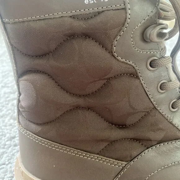 Coach Citysole Leather Lace Up Boots With Shearling Men's Size 7.5 Polyester New